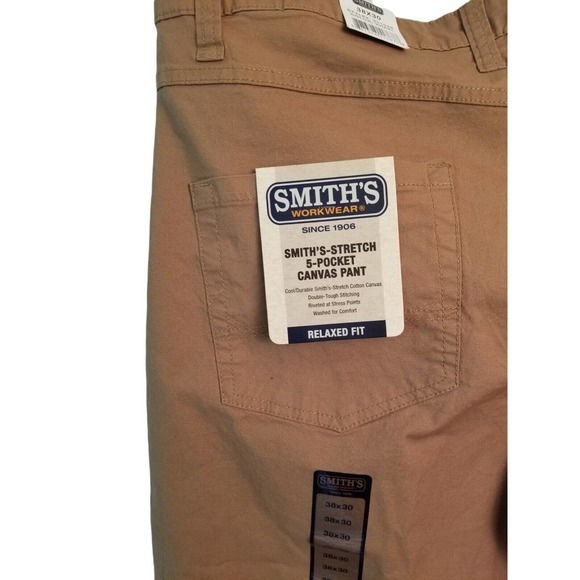 Smith's Workwear 5-pocket Canvas Khaki Pant‎ Men's Size 38x30 NWT. - Picture 3 of 7